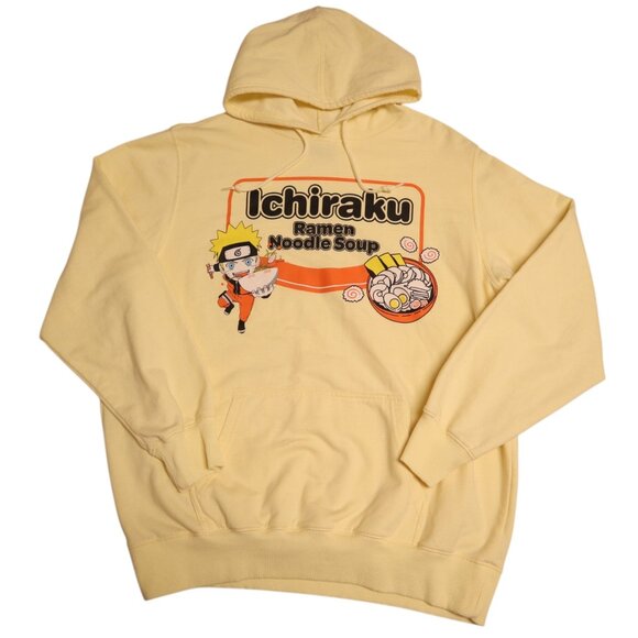Naruto Shippuden Ichiraku Ramen Noodle Soup Anime Hoodie XL Yellow - Picture 1 of 9